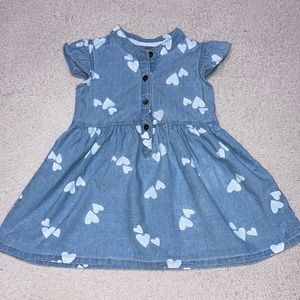 Carters Girls Chambray Dress 12mth Blue w/Hearts